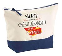 Pochette Kinésithérapeute Merci Génial | Idée Cadeau pour Collègue Travail Retraite Trousse Grand Format Maquillage Toilette
