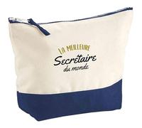 Pochette La Meilleure secrétaire du Monde | Pouch | Idée Trousse Toilette Maquillage Cadeau Anniversaire Fête Original Famille Travail Départ Collègue Retraite
