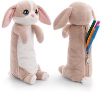 Pochette Lapin 12x12x25cm Brun-Trousse À Crayons Moelleuse Pour Filles Et Femmes,Trousse D'école,De Bureau Ou De Maquillage,Petite Trousse En Peluche Douce Étui Scolaire
