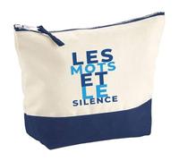 Pochette Les Mots et Le Silence - Pouch - Idée Pochette Rangement Cadeau Anniversaire Fête Original Famille Travail Départ Collègue Retraite Noël. - Bleu&Turquoise - 1