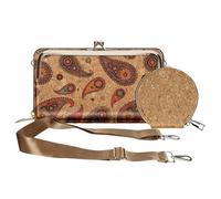 Pochette Liège Bandoulière Double Poche Porte monnaie Motif Cachemire Multicolore