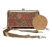 Avizar Pochette Liège Bandoulière Double Poche Porte monnaie Motif Hexagonale