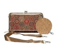 Pochette Liège Bandoulière Double Poche Porte monnaie Motif Hexagonale Multicolore