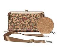 Pochette Liège Bandoulière Double Poche Porte monnaie Motif Papillon Avizar Multicolore Multicolore G