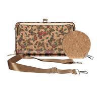 Pochette Liège Bandoulière Double Poche Porte monnaie Motif Papillon Multicolore