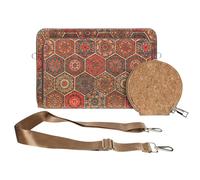 Pochette Liège Bandoulière Triple Poche Zip Bord carré Hexagonale Multicolore