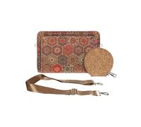 Pochette Liège Bandoulière Triple Poche Zip Bord carré Hexagonale Multicolore
