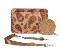 Pochette Liège Bandoulière Triple Poche Zip Bord carré Motif Cachemire Multicolore
