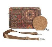 Pochette Liège Bandoulière Triple Poche Zip Bord carré Motif Mandala Avizar Multicolore Multicolore G