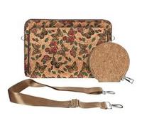 Pochette Liège Bandoulière Triple Poche Zip Bord carré Motif Papillon Avizar Multicolore Multicolore G