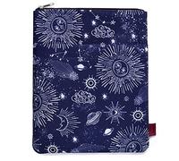 Pochette Livre Protectrice Zodiaque Soleil Lune - Housse de Protection avec Fermeture Éclair 28x21.5cm, Cadeau Astrologique pour Livres de Poche et Romans