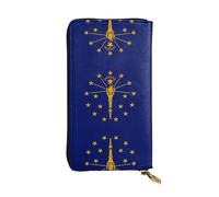 Pochette longue (19,1 x 10,4 cm) avec drapeau de l'État de l'Indiana, portefeuille en cuir avec plusieurs compartiments, grande capacité, un bon cadeau pour vos amis