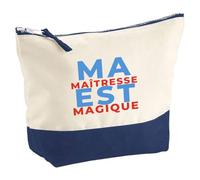 Pochette Ma Maitresse Est Magique - Pouch - Idée Pochette Rangement Cadeau Anniversaire Fête Original Famille Travail Départ Collègue Retraite Noël. - Bleu&Rouge - 1