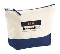 Pochette Ma Tranquillite - Pouch - Idée Pochette Rangement Cadeau Anniversaire Fête Original Famille Travail Départ Collègue Retraite Noël. - Bleu&Terracotta - 4