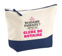 Pochette Madame Parfaite Clerc de notaire - Pouch - Idée Pochette Rangement Cadeau Anniversaire Fête Original Famille Travail Départ Collègue Retraite Noël.