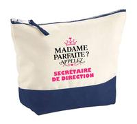 Pochette Madame Parfaite Secretaire de Direction - Pouch - Idée Pochette Rangement Cadeau Anniversaire Fête Original Famille Travail Départ Collègue Retraite Noël.