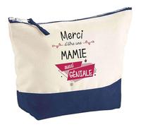 Pochette Mamie Merci Génial | Idée Cadeau pour Collègue Travail Retraite Trousse Grand Format Maquillage Toilette