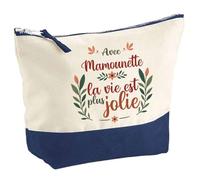 Pochette Mamounette la Vie est Plus Jolie | Trousse Grand Format Maquillage Make-up Toilette Cadeau Fête des Mères Anniversaire Soeur Noël Tata Marraine