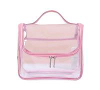 Pochette Maquillage Cosmetic Bags Clear PVC Zipper Bag Women Beauty Makeup Organizer Transparent Travel Pouch Toiletry Wash Storage(Pink)