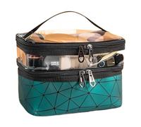 Pochette Maquillage Double Portable Large Capacity Makeup Bag Korean Version Ringer Travel Multifunctional Toiletry Storage(Green)