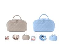 Pochette maquillage imperméable motif floral avec section brosse, sac de rangement compact