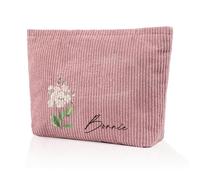Pochette Maquillage Personnalisée Sac à Cosmétiques à Glissière Trousse de Toilette Voyage Cadeaux pour Les Femmes Amies Sœurs (Rose 1)