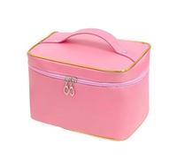 Pochette Maquillage Portable Travel Wash Bag Female Transparent Waterproof Makeup Storage Pouch Large Capacity Cosmetic Organizer Beauty(Gold Pink)