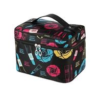 Pochette Maquillage Portable Travel Wash Bag Female Transparent Waterproof Makeup Storage Pouch Large Capacity Cosmetic Organizer Beauty(Blue Rose)