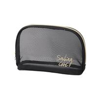 Pochette Maquillage Simple Black Mesh Makeup Case Organizer Storage Pouch Casual Zipper Toiletry Wash Bags Make Up Women Travel Cosmetic Bag Package(Type E)