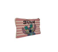 Pochette Maquillage Stitch Disney Pastel - Rose Rayé
