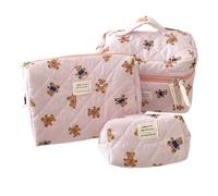 Pochette Maquillage Trousse de Maquillage Mignonne en Forme d'ours Bleu, Trousse de Voyage, Organiseur de cosmétiques Portable, Sac de Rangement Polyvalent for Les Voyages Trousse de Maquillage(Roze)