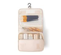 Pochette Maquillage Trousse de Toilette avec Crochet de Suspension, Trousse de Maquillage résistante à l'eau, Organisateur de Voyage for conteneurs de Grande Taille Trousse de Maquillage(Beige)