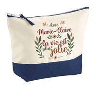 Pochette Marie-Claire la Vie est Plus Jolie | Trousse Grand Format Maquillage Make-up Toilette Cadeau Fête des Mères Anniversaire Soeur Noël Tata Marraine