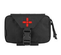 Pochette Médicale Tactique MOLLE IFAK, Organisateur de Kit de Premiers Secours à Arrachement Rapide avec Identification Rouge Immédiate pour Activités de Survie d'Urgence(Black)
