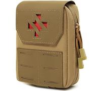 Pochette médicale tactique - Trousse de premiers secours et IFAK détachable | Compatible Molle | Nylon 1000D | Verrouillage par anneau en D (Khaki)