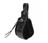 Pochette médiévale avec cordon de serrage, porte-monnaie, sac à dés, Noir