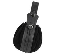 Pochette médiévale en cuir avec cordon de serrage pour ceinture médiévale pour homme et femme, Noir
