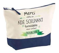 Pochette Merci d'être Un Aide Soignant Inoubliable | Idée Cadeau pour Collègue Travail Retraite Trousse Grand Format Maquillage Toilette
