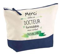 Pochette Merci d'être un Docteur Inoubliable | Idée Cadeau pour Collègue Travail Retraite Trousse Grand Format Maquillage Toilette
