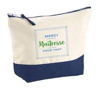 Pochette Merci Maitresse pour Tout - Pouch - Idée Pochette Rangement Cadeau Anniversaire Fête Original Famille Travail Départ Collègue Retraite Noël. - Bleu&Vert - 3