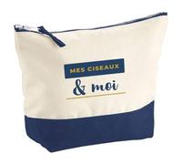 Pochette Mes Ciseaux Moi - Pouch - Idée Pochette Rangement Cadeau Anniversaire Fête Original Famille Travail Départ Collègue Retraite Noël. - Bleu&Jaune - 4