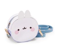 Pochette MOLANG avec Sangle réglable 10x10x6cm Blanc - Sac à bandoulière en Blanc avec Visage Molang et Oreilles, Mini Sac à Fermeture éclair