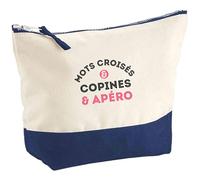 Pochette Mots croisés copines apéro | Pouch | Idée Trousse Toilette Maquillage Cadeau Anniversaire Fête Original Famille Travail Départ Collègue Retraite