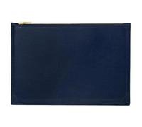 Pochette multifonction en cuir, grand modèle - Bleu marine