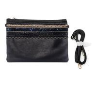 NOVAGO Pochette bandoulière strass à Maquillage, Pochette multiusage,Pochette Tablette (6-10'') compatible avec iPad iPad mini Galaxy Tab A7/A8/S2 décoration Fait Main (Noir)