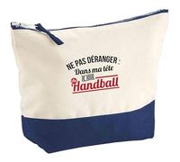 Pochette Ne Pas déranger dans ma tête Je Joue au Handball | Pouch | Idée Trousse Toilette Maquillage Cadeau Anniversaire Fête Original Famille Travail Départ Collègue Retraite