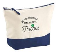 Pochette Ne Pas déranger dans ma tête Je Tricote | Pouch | Idée Trousse Toilette Maquillage Cadeau Anniversaire Fête Original Famille Travail Départ Collègue Retraite