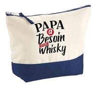 Pochette Papa a Besoin d’Un Whisky | Pouch | Idée Trousse Toilette Maquillage Cadeau Anniversaire Fête Original Famille Travail Départ Collègue Retraite