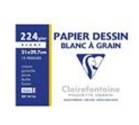 Clairefontaine Pochette dessin scolaire 96156C – 12 feuilles papier dessin blanc à grain A4 224 g