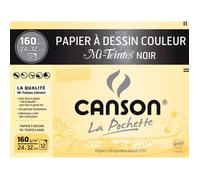 Pochette papier dessin Mi-Teinte - CANSON - 24 x 32 cm - 160g - 12 feuilles - Noir